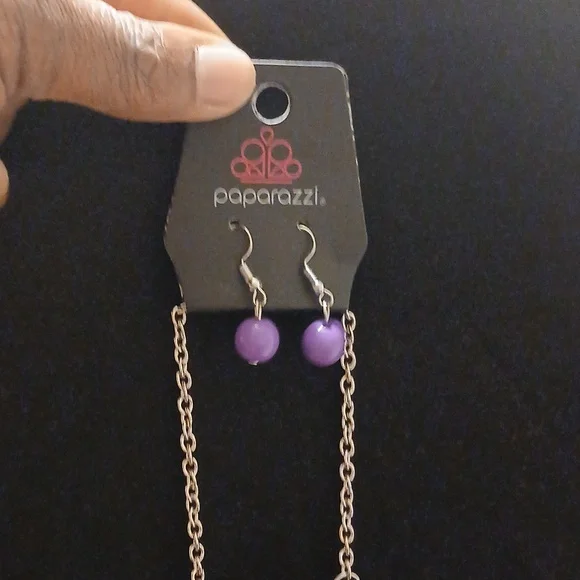 Papparazi Silver Necklace set with purple accents - Picture 4 of 4